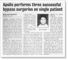 Apollo performs three successful bypass surgeries on single patient